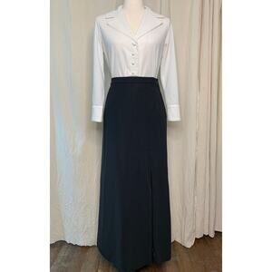 1970s Koret Modest Coquette Whimsigoth Maxi Skirt Lapel Button Up Shirt Set M